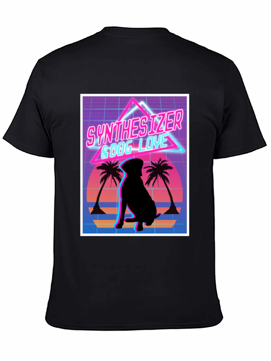 Synth Dog Love T-Shirt - Retro Wave Design