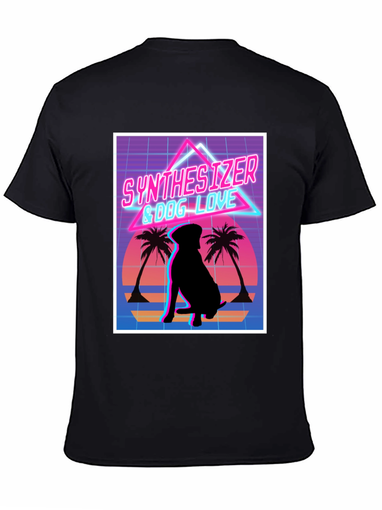 Synth Dog Love T-Shirt - Retro Wave Design