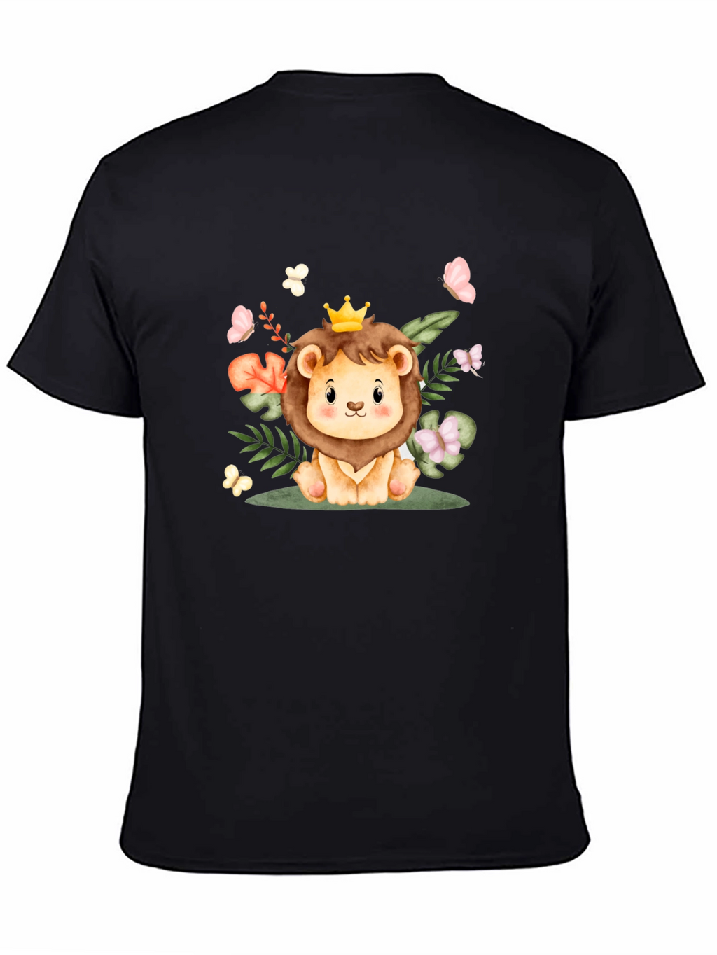 Cute Lion King Graphic Tee - Black Cotton Blend