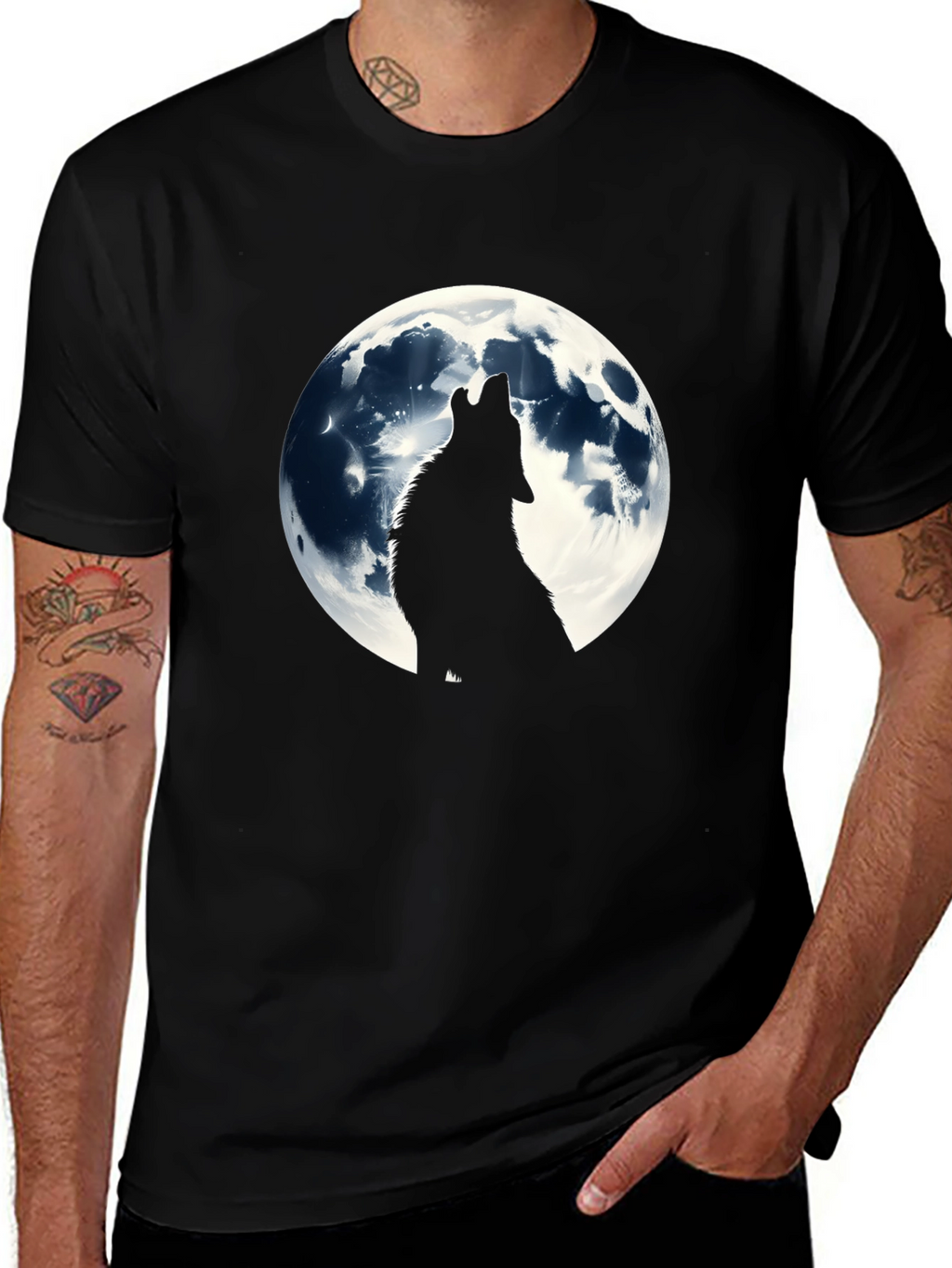 Wolf Moon Graphic T-Shirt - Black