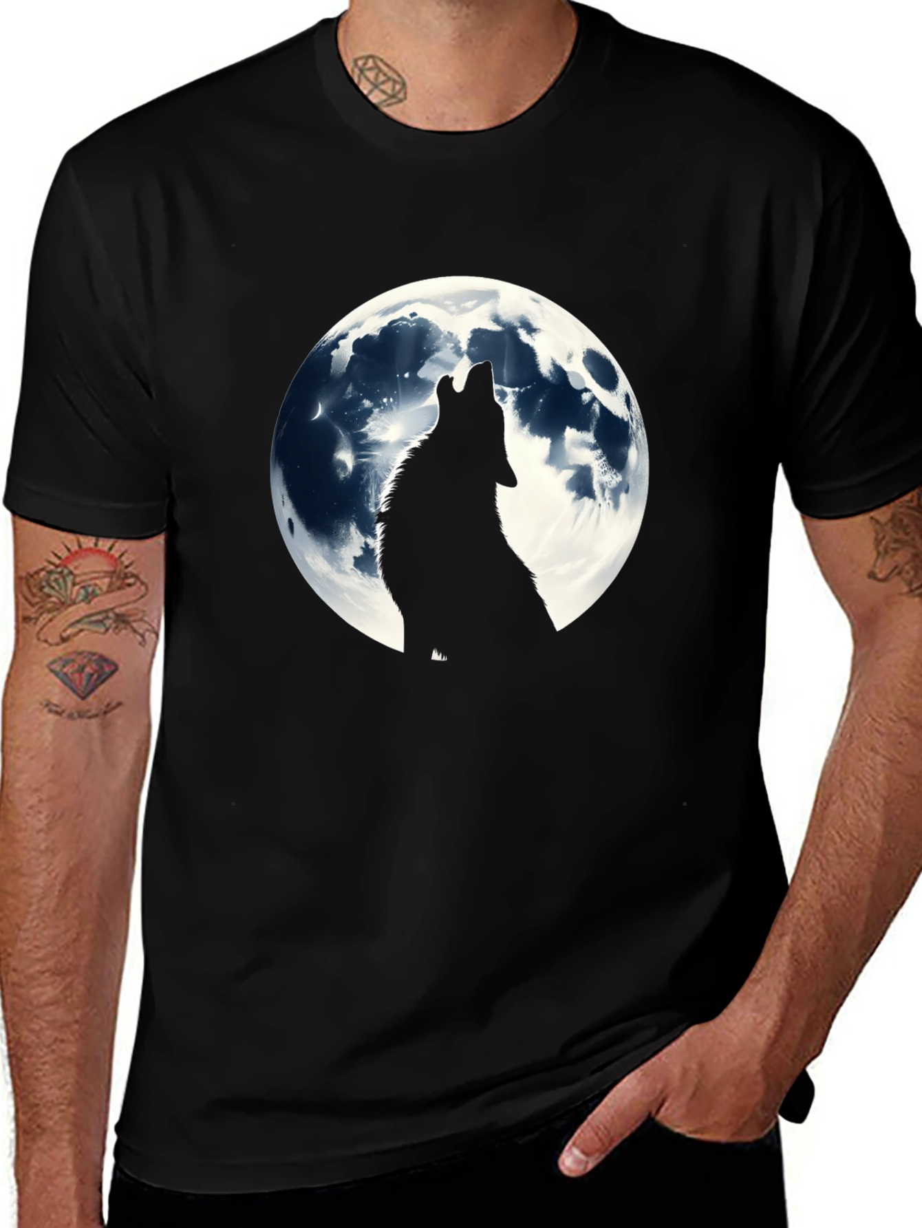 Wolf Moon Graphic T-Shirt - Black