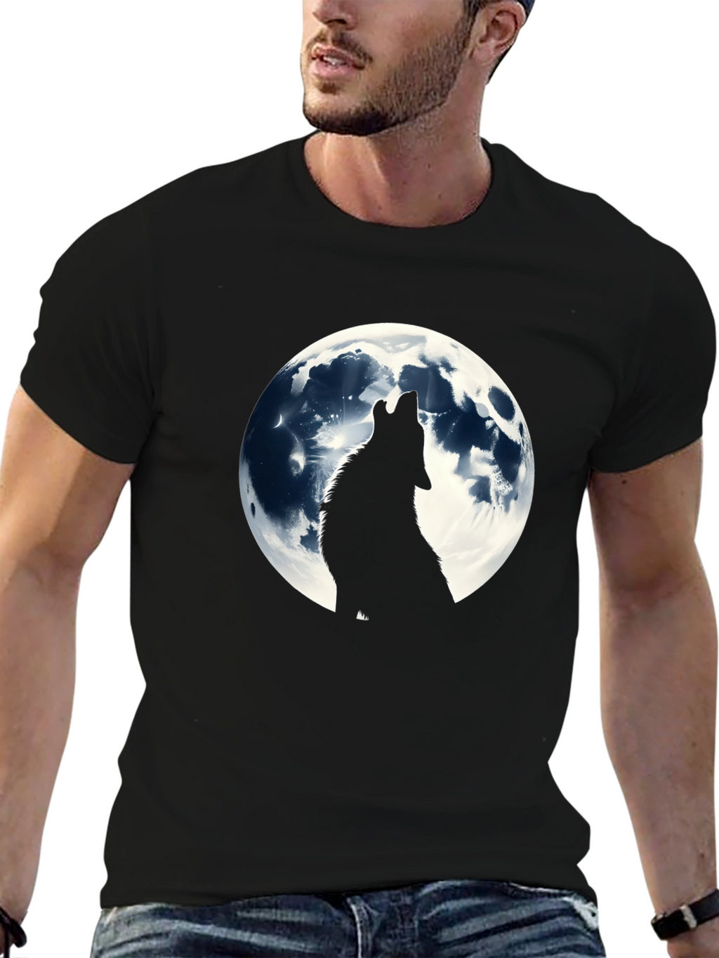 Wolf Moon Graphic T-Shirt - Black