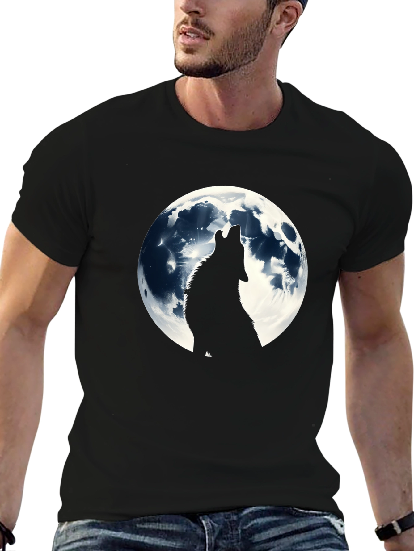 Wolf Moon Graphic T-Shirt - Black