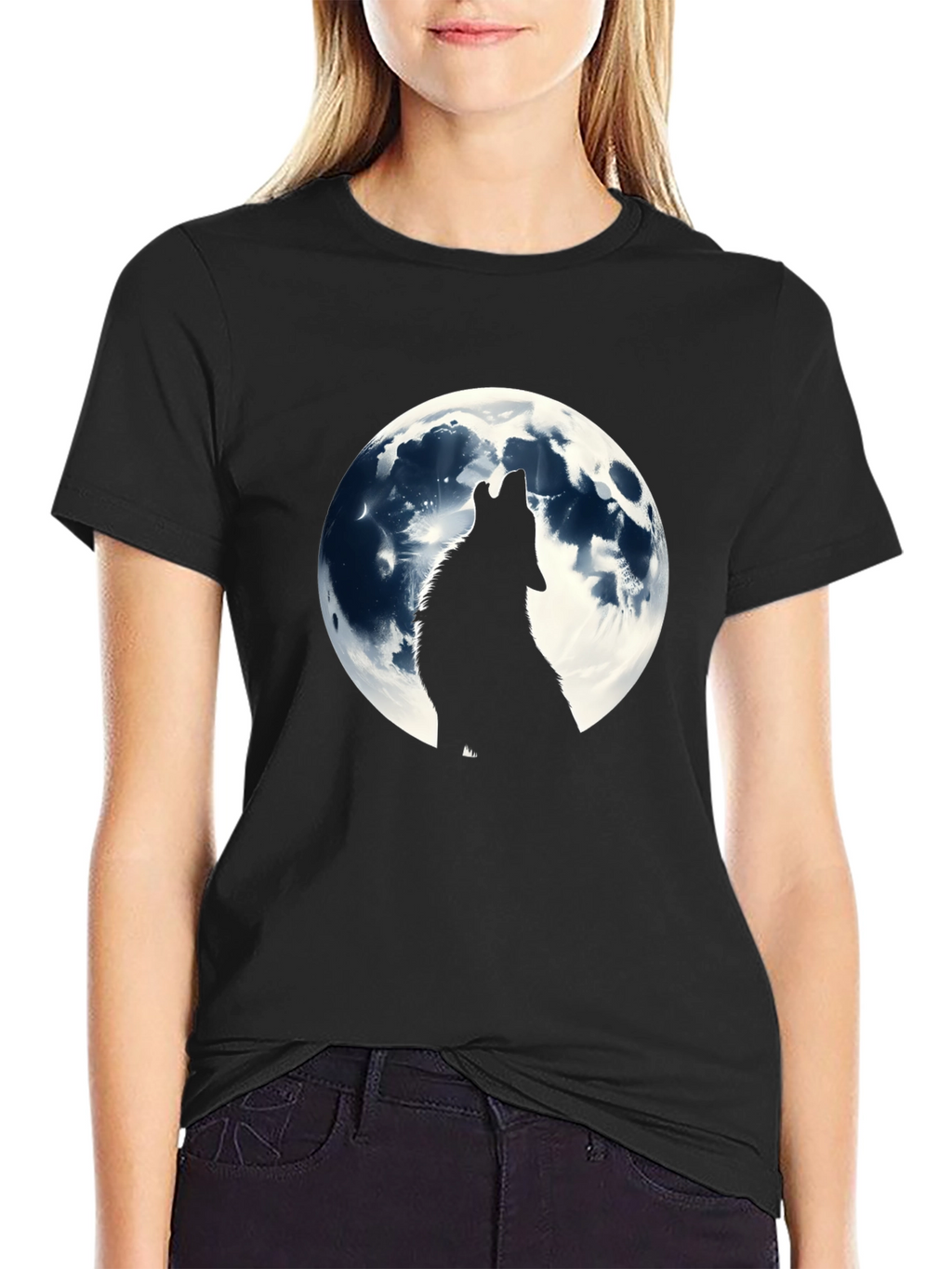 Wolf Moon Graphic T-Shirt - Black