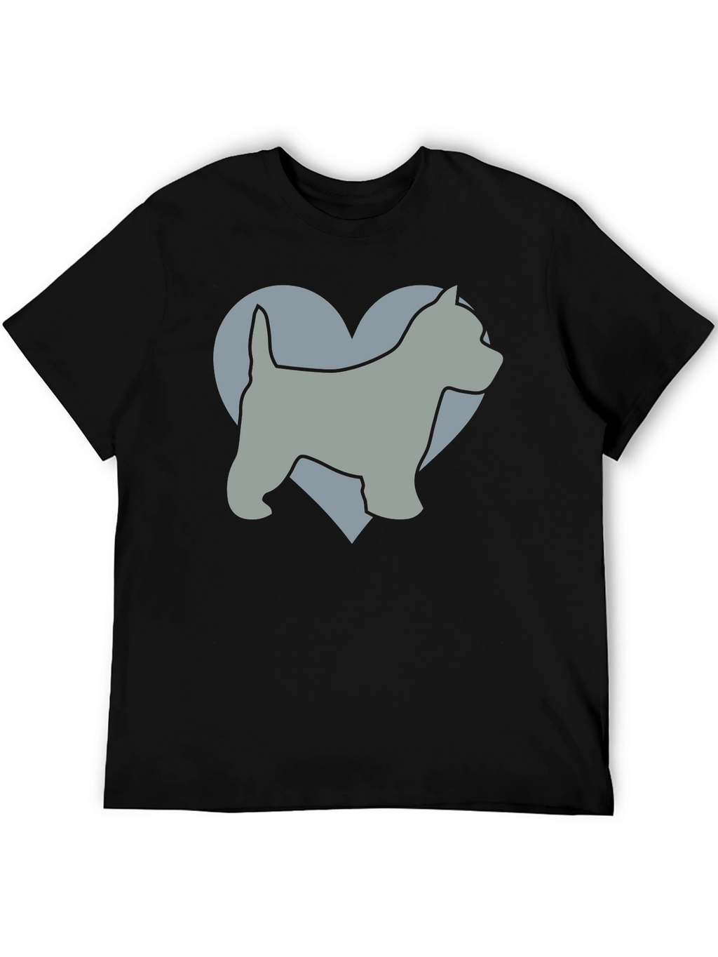 Dog Lover Tee: Westie Heart Graphic Black T-Shirt