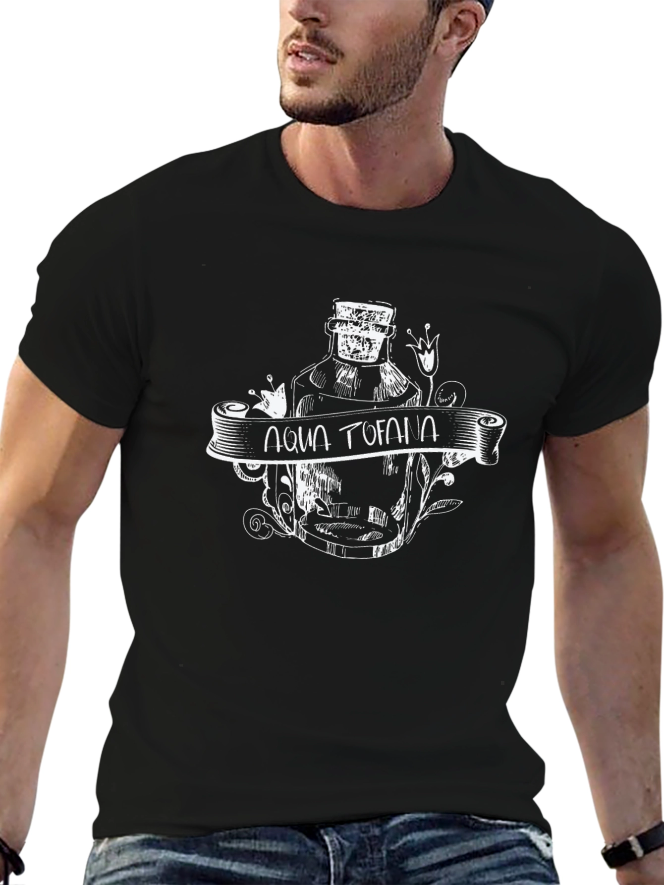 Aqua Tofana Graphic Tee - Black Cotton T-Shirt