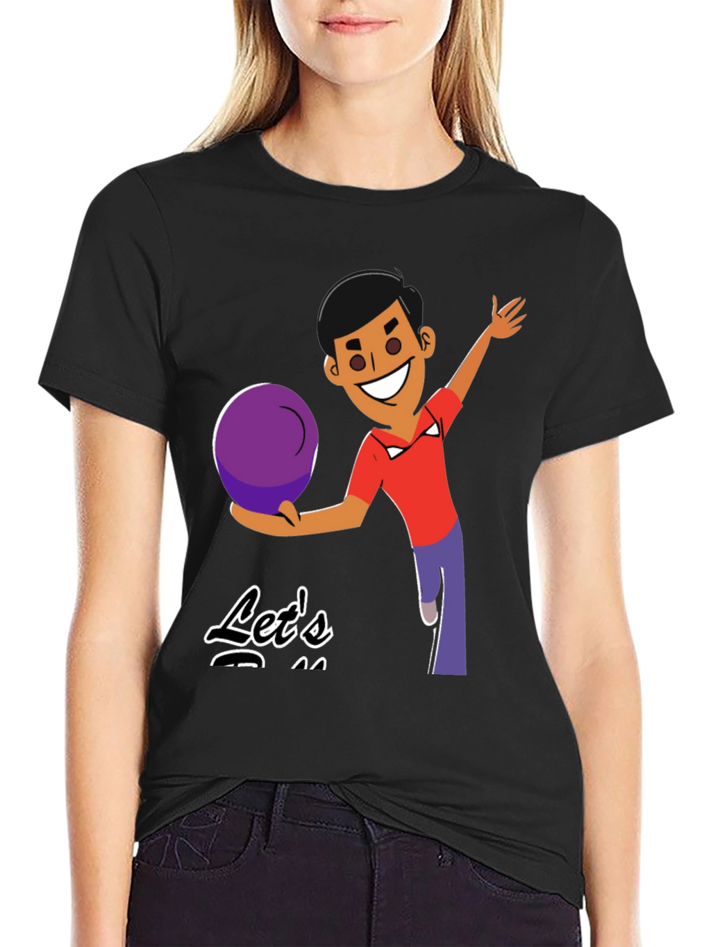 Bowling Cartoon Graphic Tee - Lets Bowl!