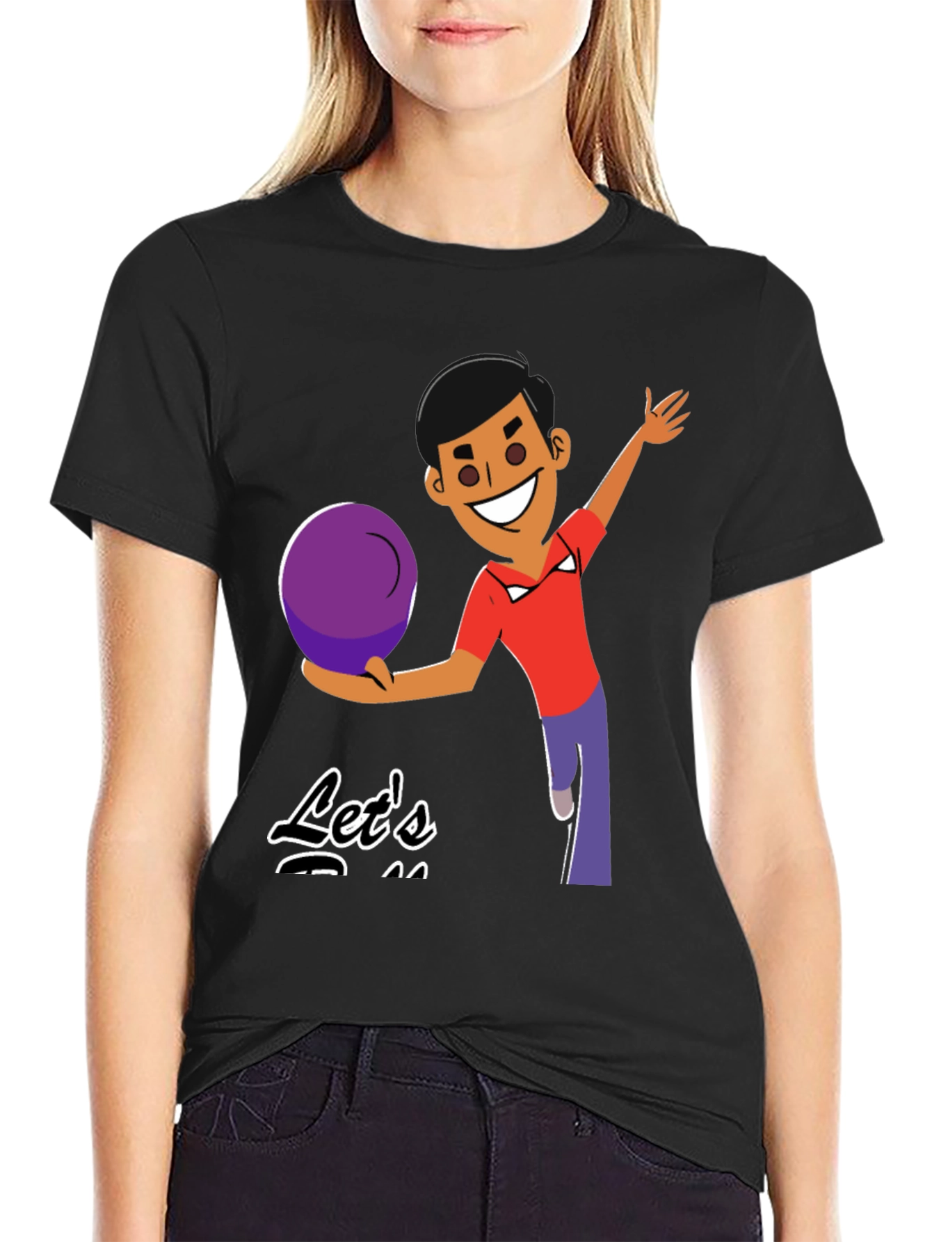 Bowling Cartoon Graphic Tee - Lets Bowl!