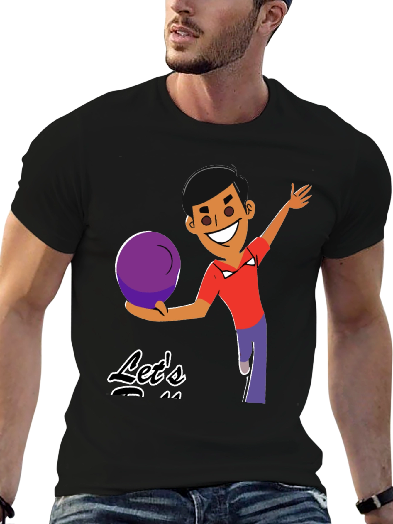 Bowling Cartoon Graphic Tee - Lets Bowl!