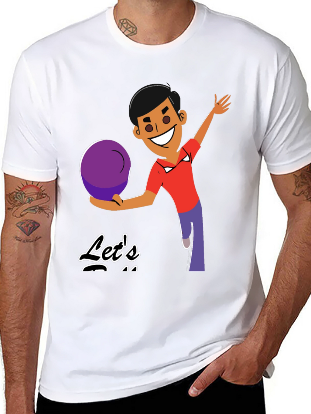Bowling Cartoon Graphic Tee - Lets Bowl!