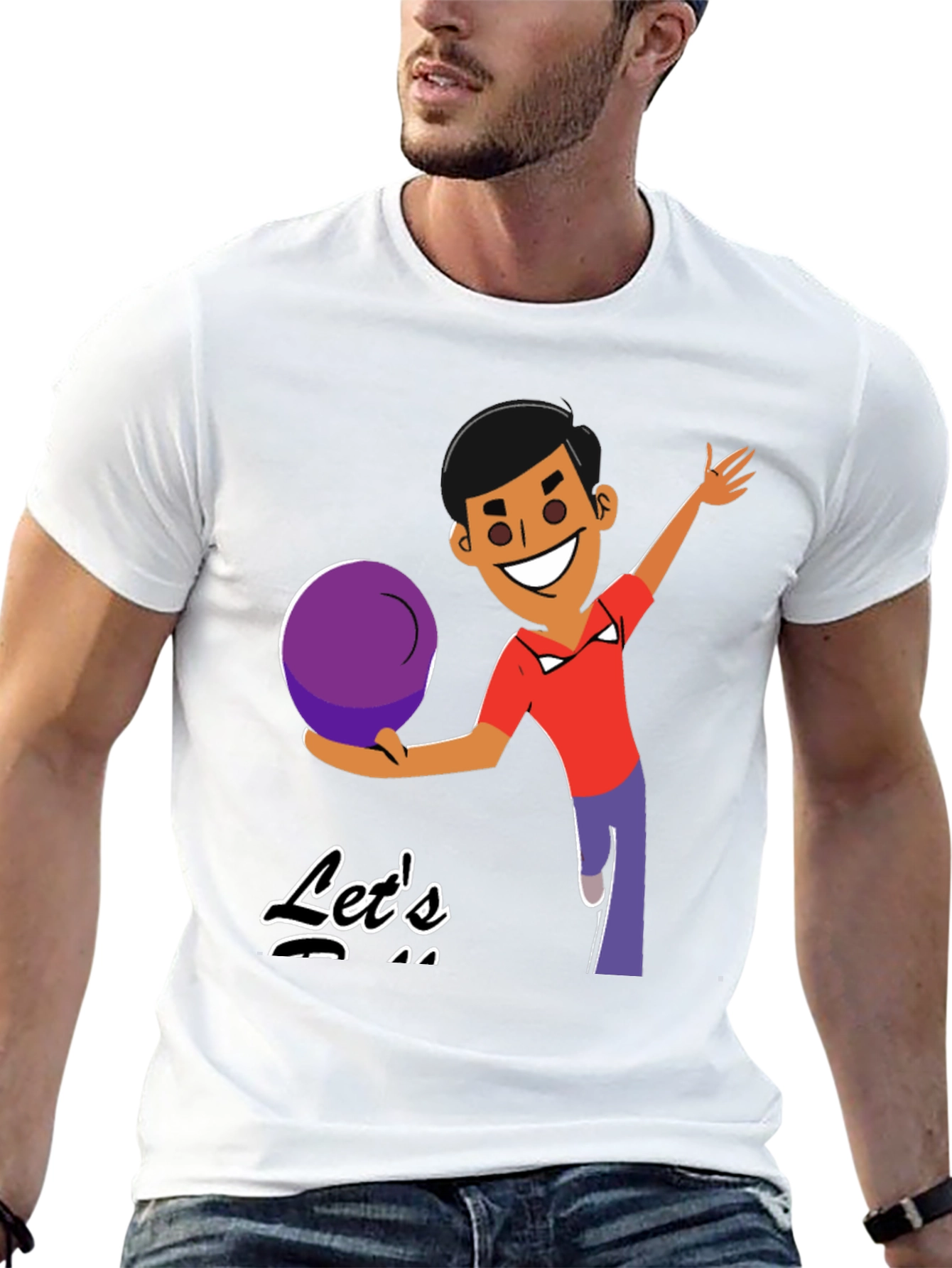 Bowling Cartoon Graphic Tee - Lets Bowl!