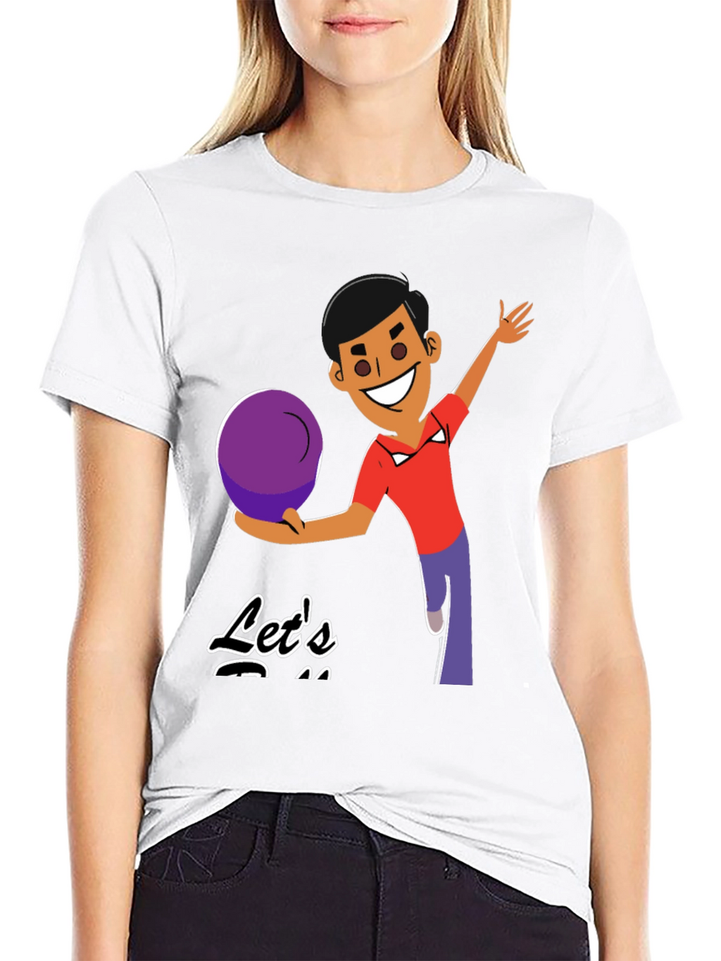 Bowling Cartoon Graphic Tee - Lets Bowl!