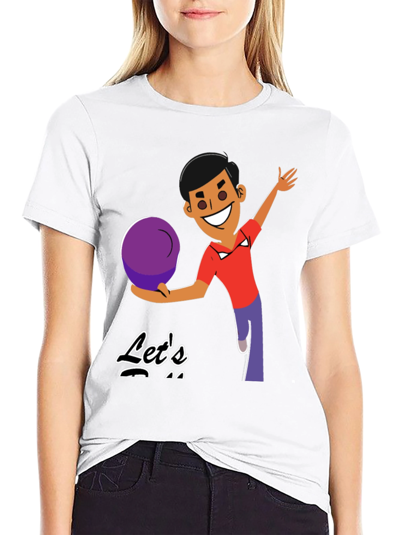 Bowling Cartoon Graphic Tee - Lets Bowl!