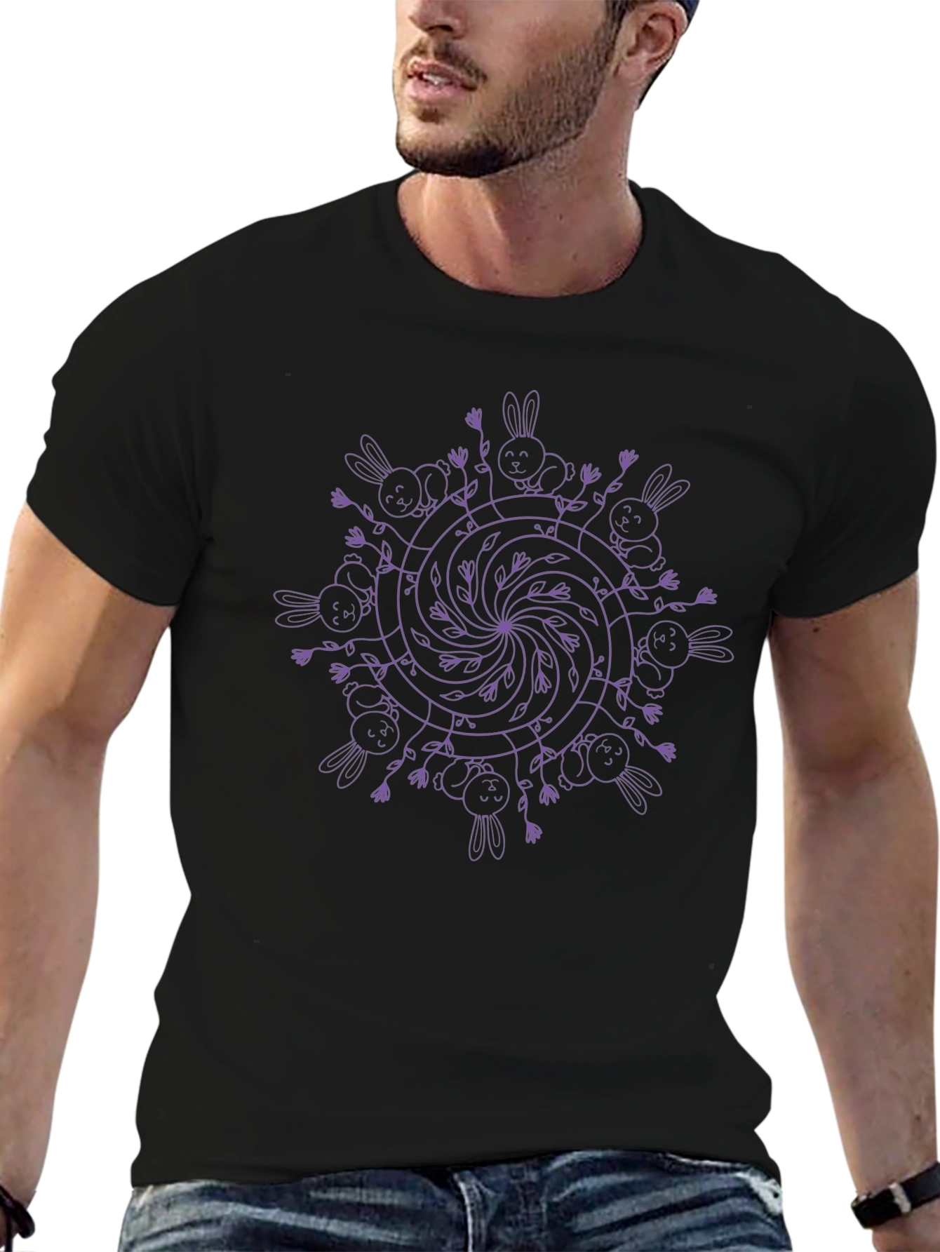 Bunny Mandala Graphic Tee - Whimsical Style