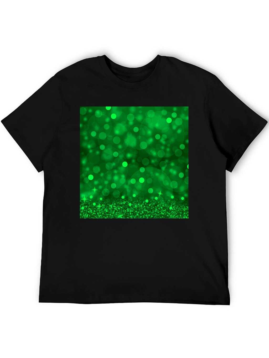 Green Sparkle Black T-Shirt