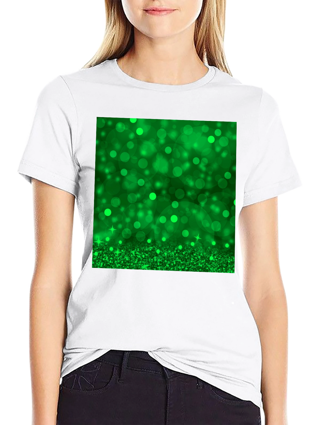 Green Sparkle Black T-Shirt