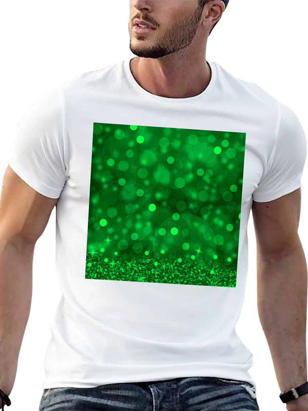 Green Sparkle Black T-Shirt