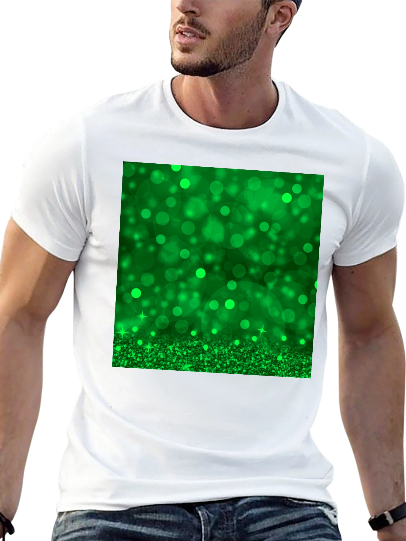 Green Sparkle Black T-Shirt