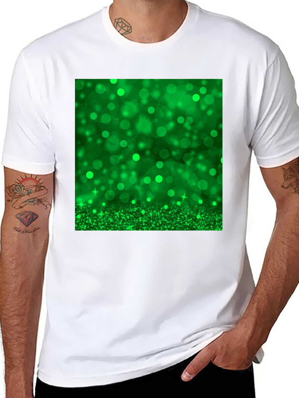 Green Sparkle Black T-Shirt
