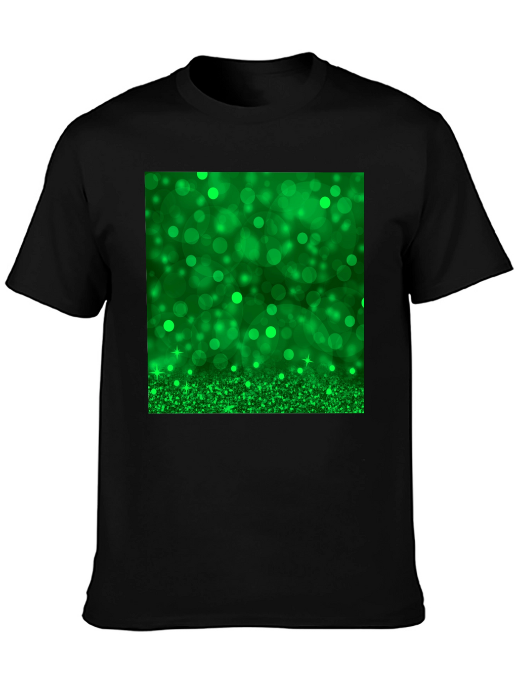 Green Sparkle Black T-Shirt
