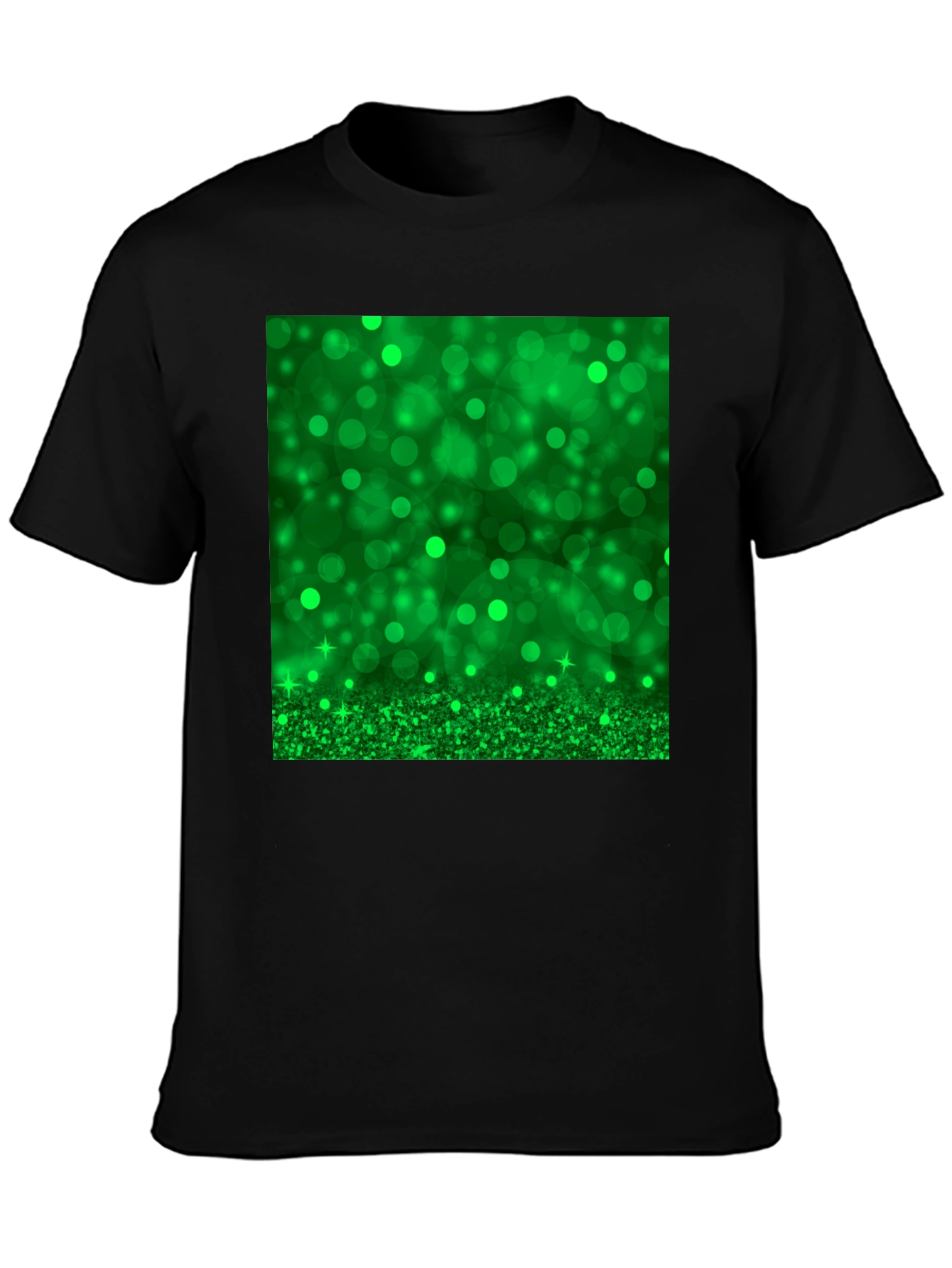 Green Sparkle Black T-Shirt