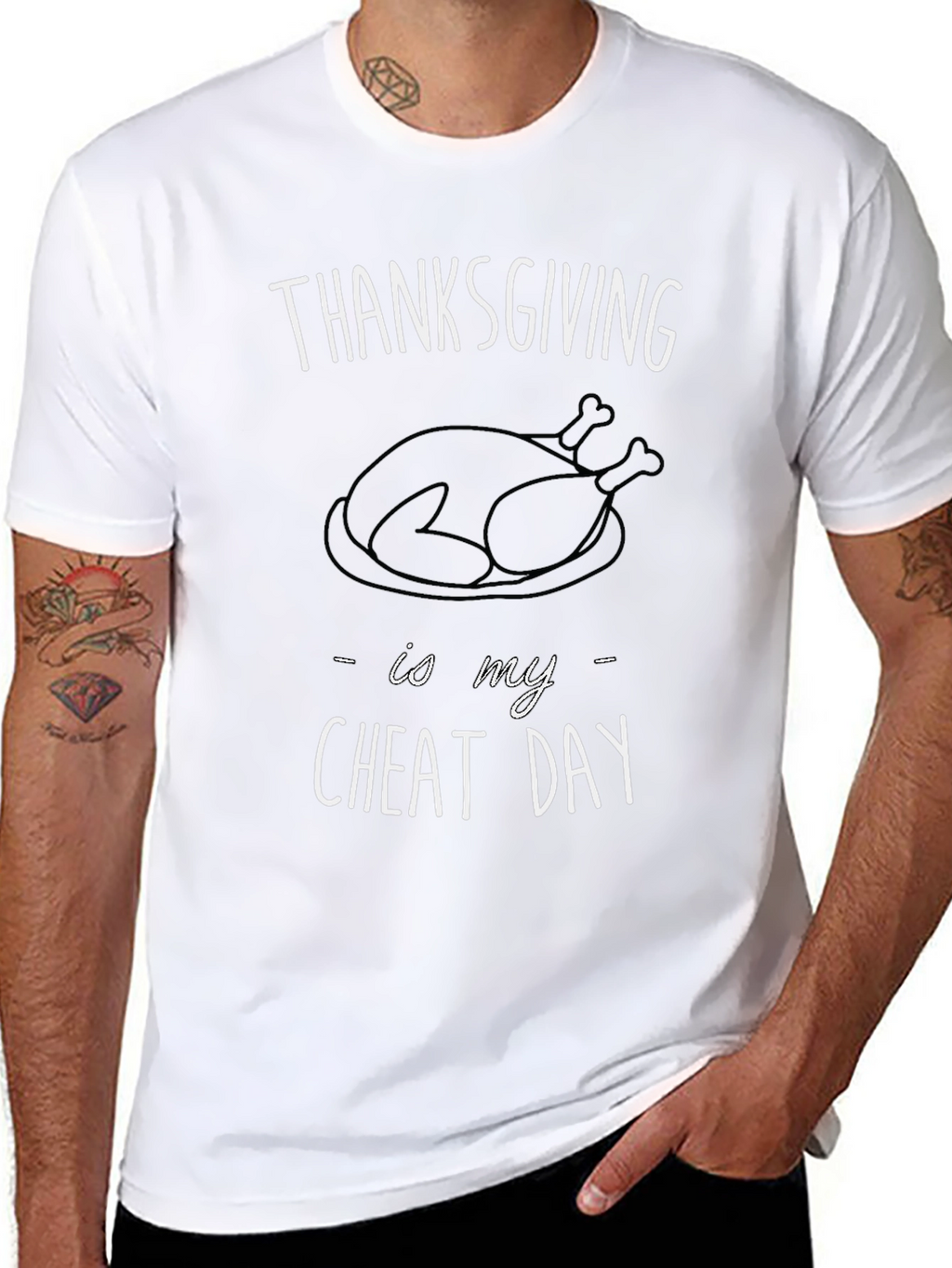 Thanksgiving Cheat Day Black Graphic Tee