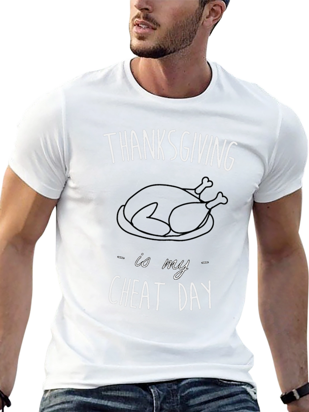 Thanksgiving Cheat Day Black Graphic Tee
