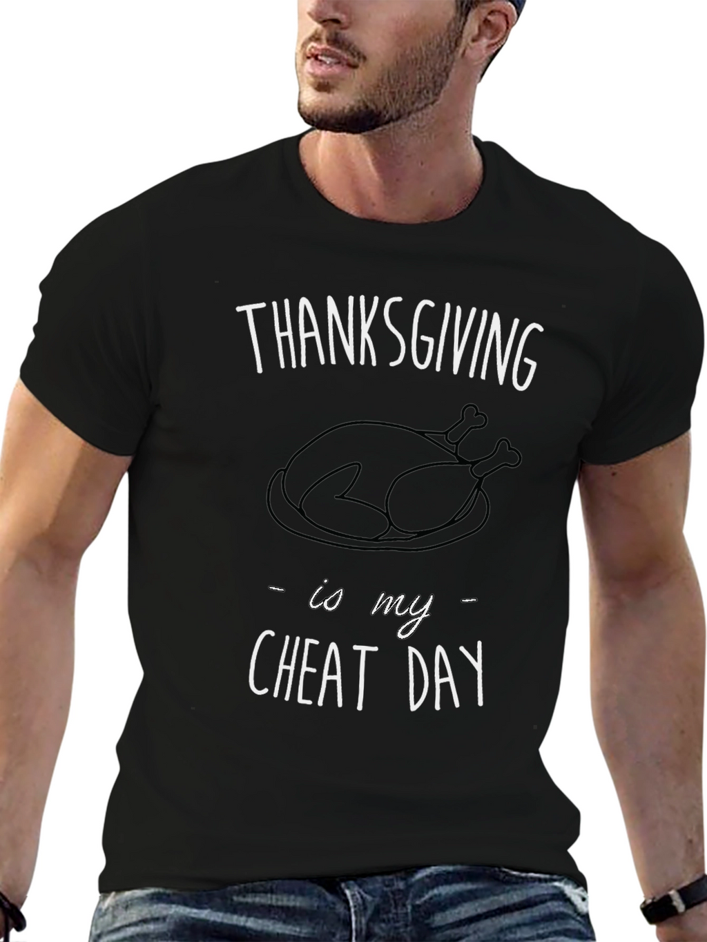 Thanksgiving Cheat Day Black Graphic Tee