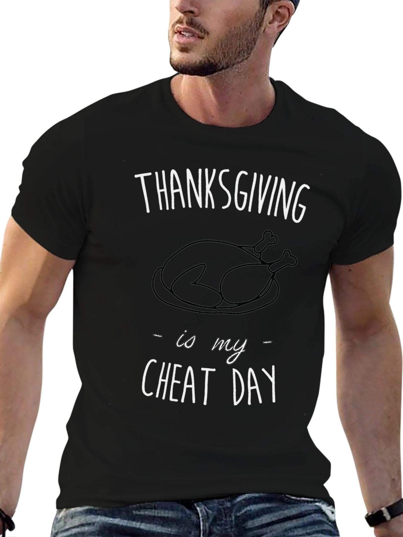 Thanksgiving Cheat Day Black Graphic Tee