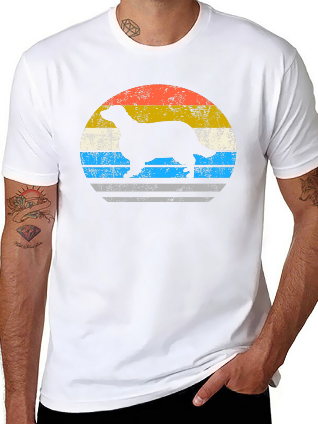 Retro Ferret Sunset Graphic T-Shirt