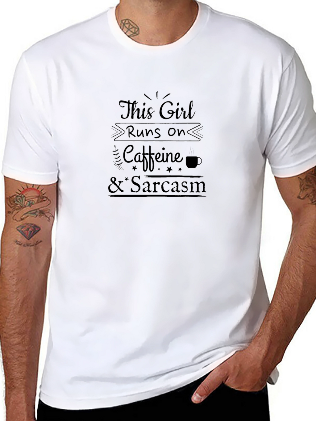 Caffeine & Sarcasm Black Graphic T-Shirt