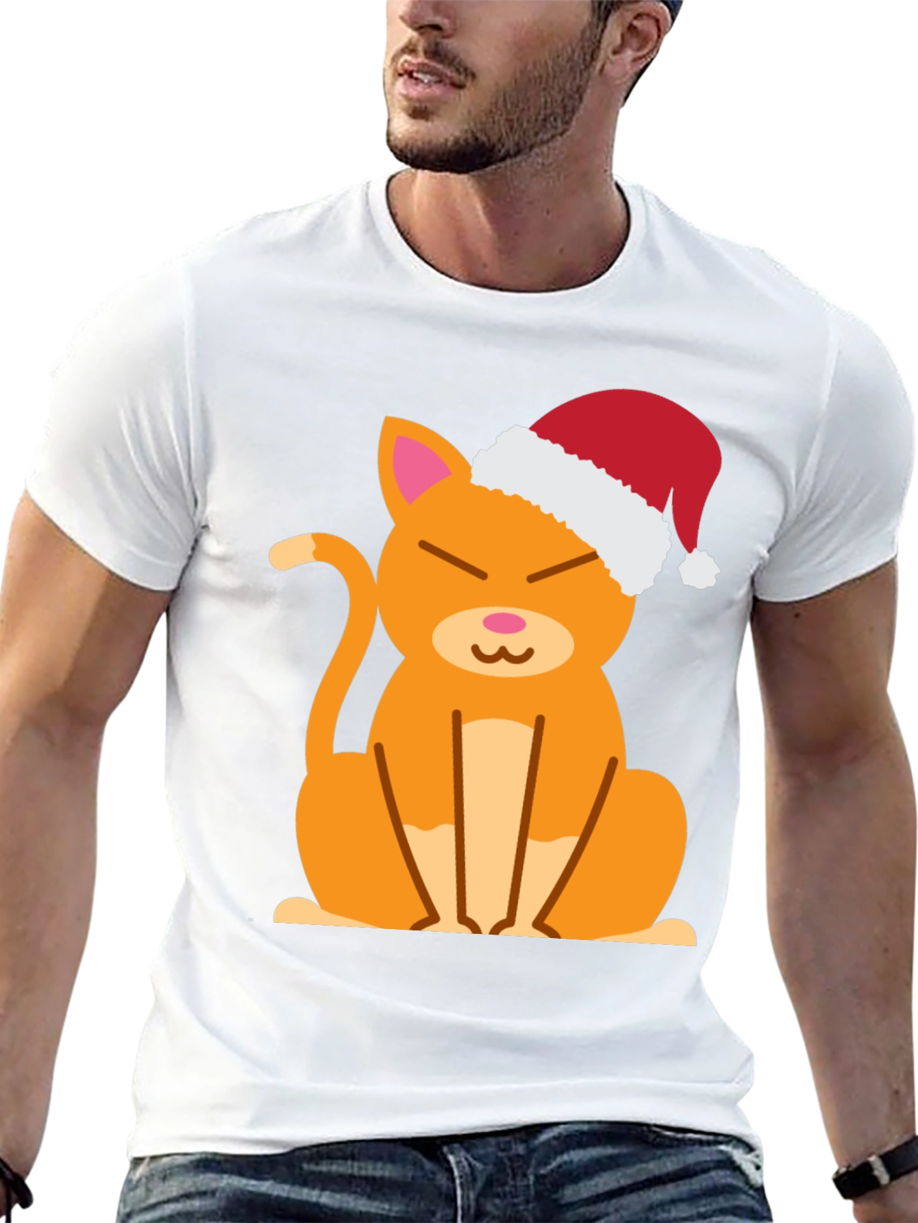 Festive Cat Tee - Santa Hat Cute Kitten Shirt