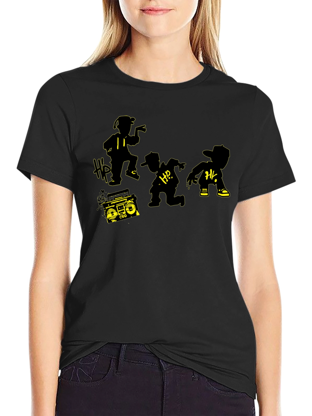 Retro Hip Hop Crew T-Shirt - Classic Boombox Design