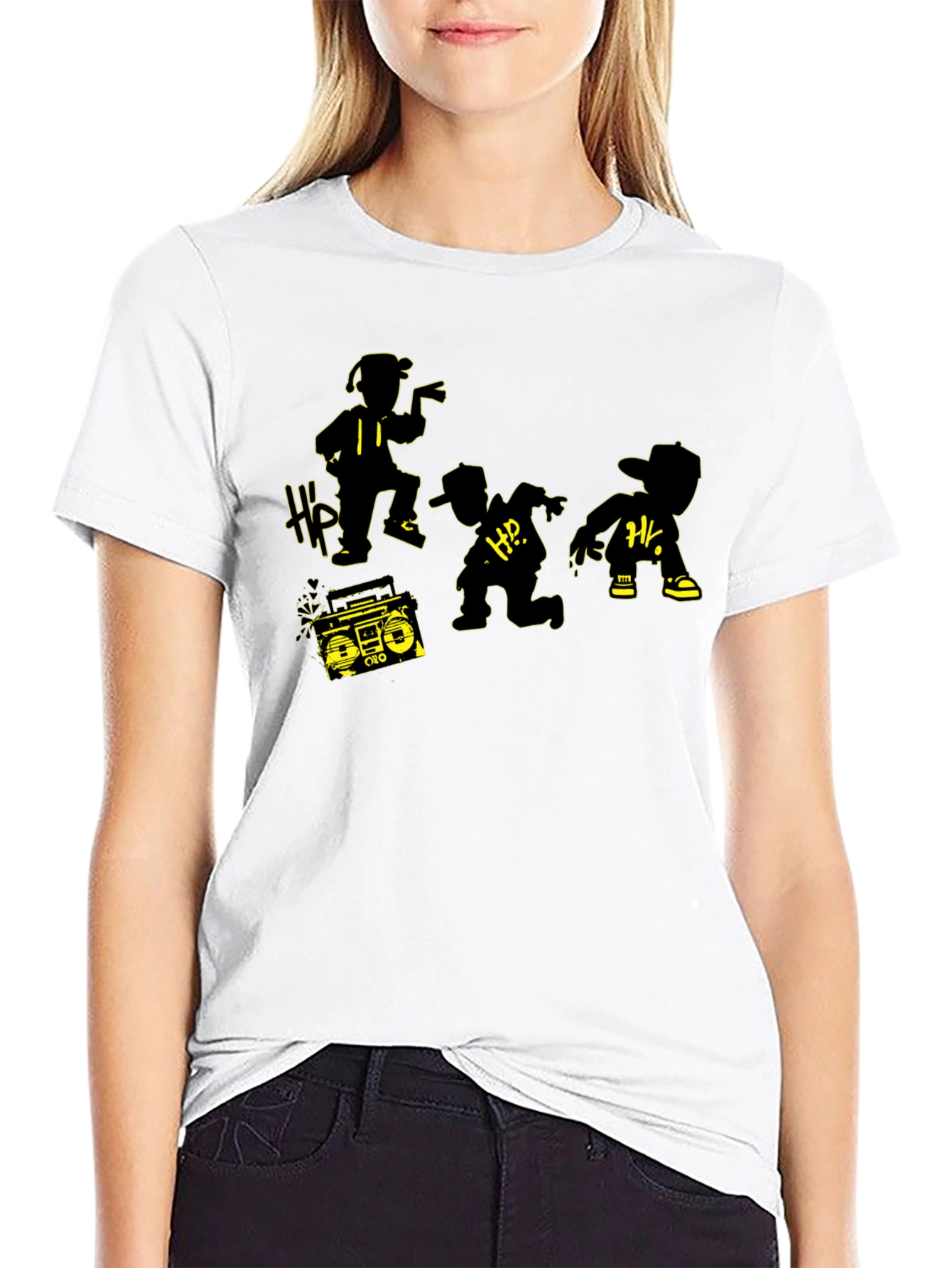 Retro Hip Hop Crew T-Shirt - Classic Boombox Design