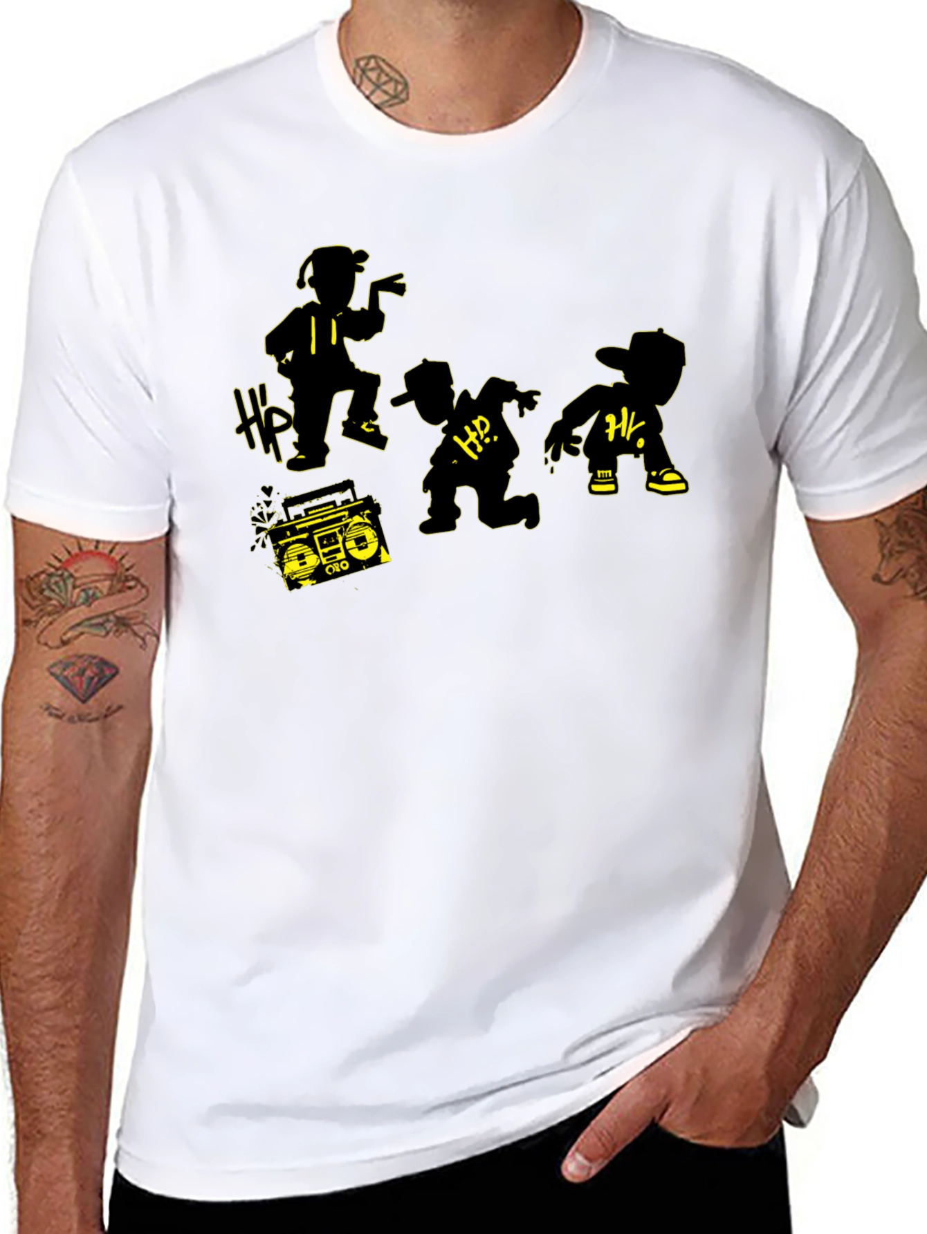 Retro Hip Hop Crew T-Shirt - Classic Boombox Design