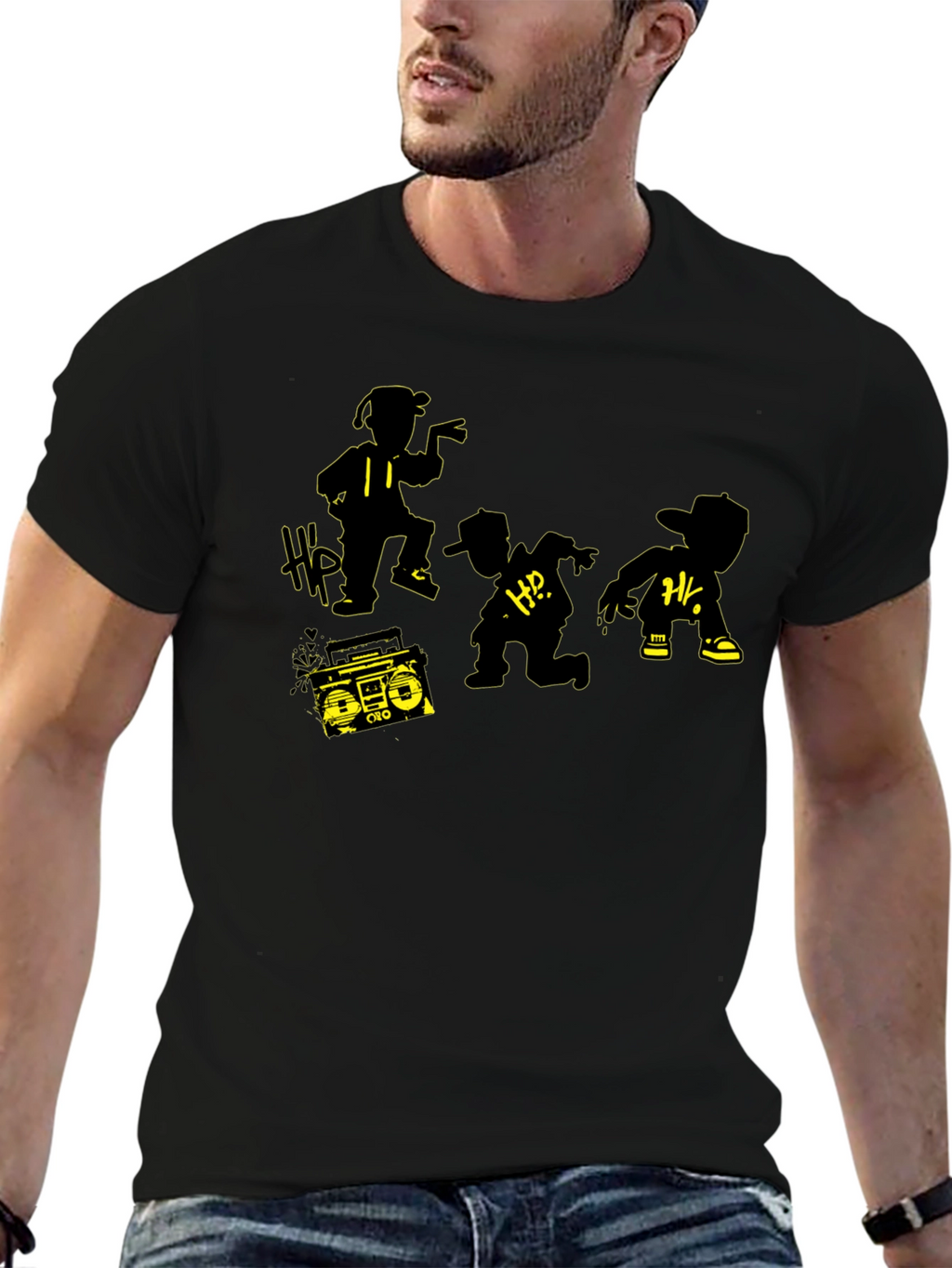 Retro Hip Hop Crew T-Shirt - Classic Boombox Design