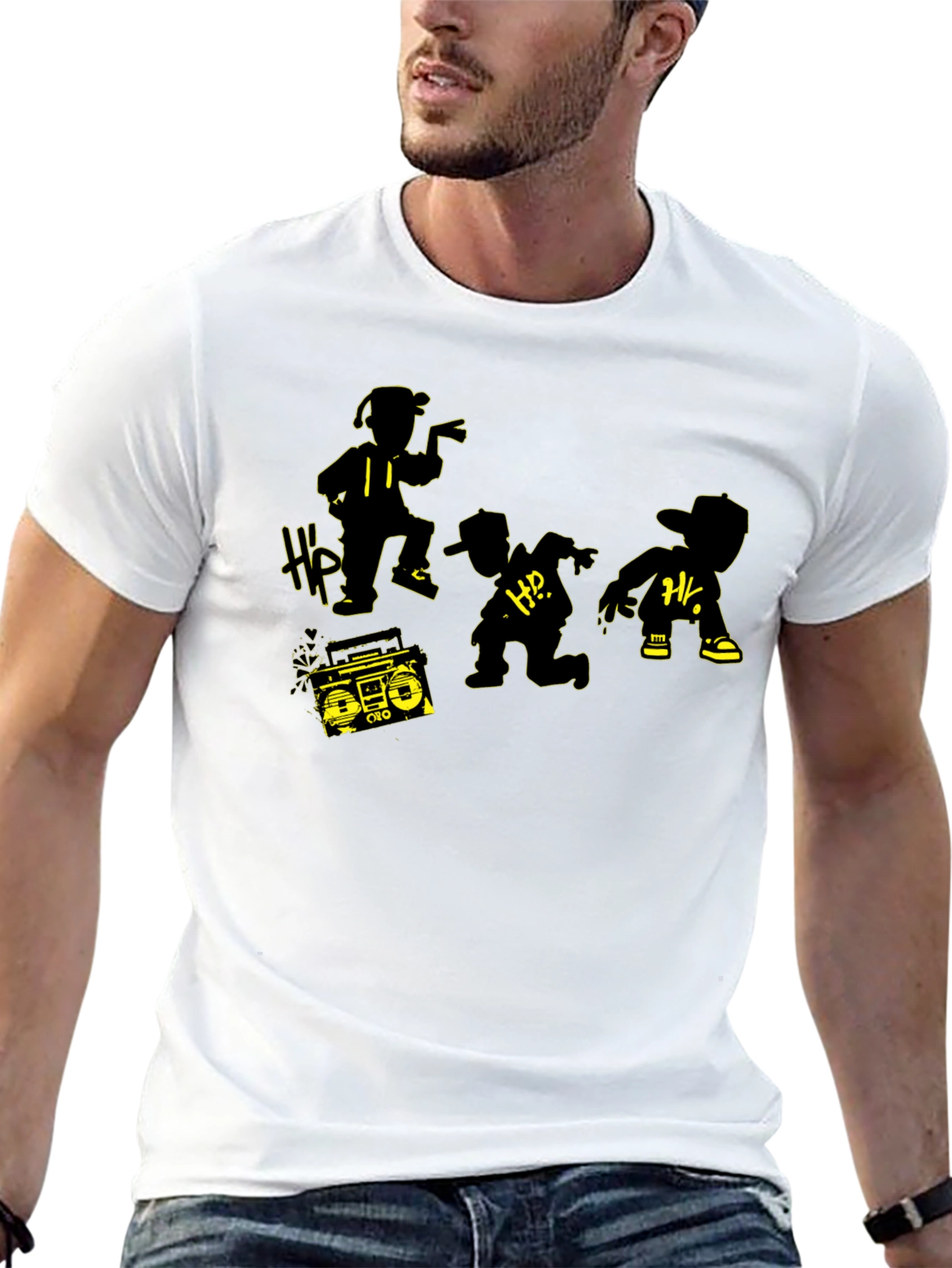 Retro Hip Hop Crew T-Shirt - Classic Boombox Design