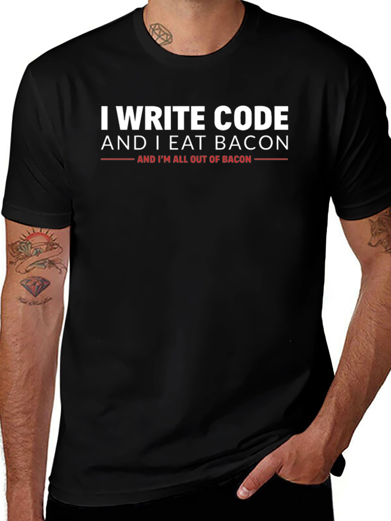 I Write Code and I Eat Bacon Graphic T-Shirt