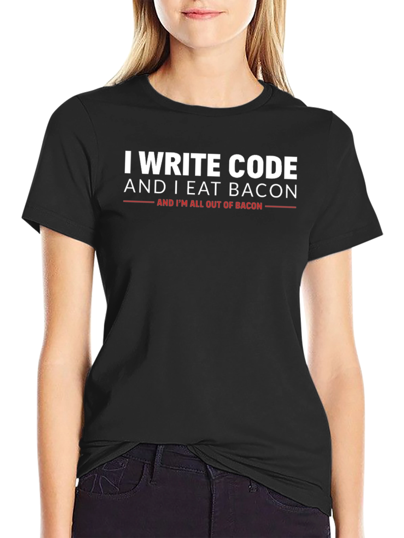 I Write Code and I Eat Bacon Graphic T-Shirt