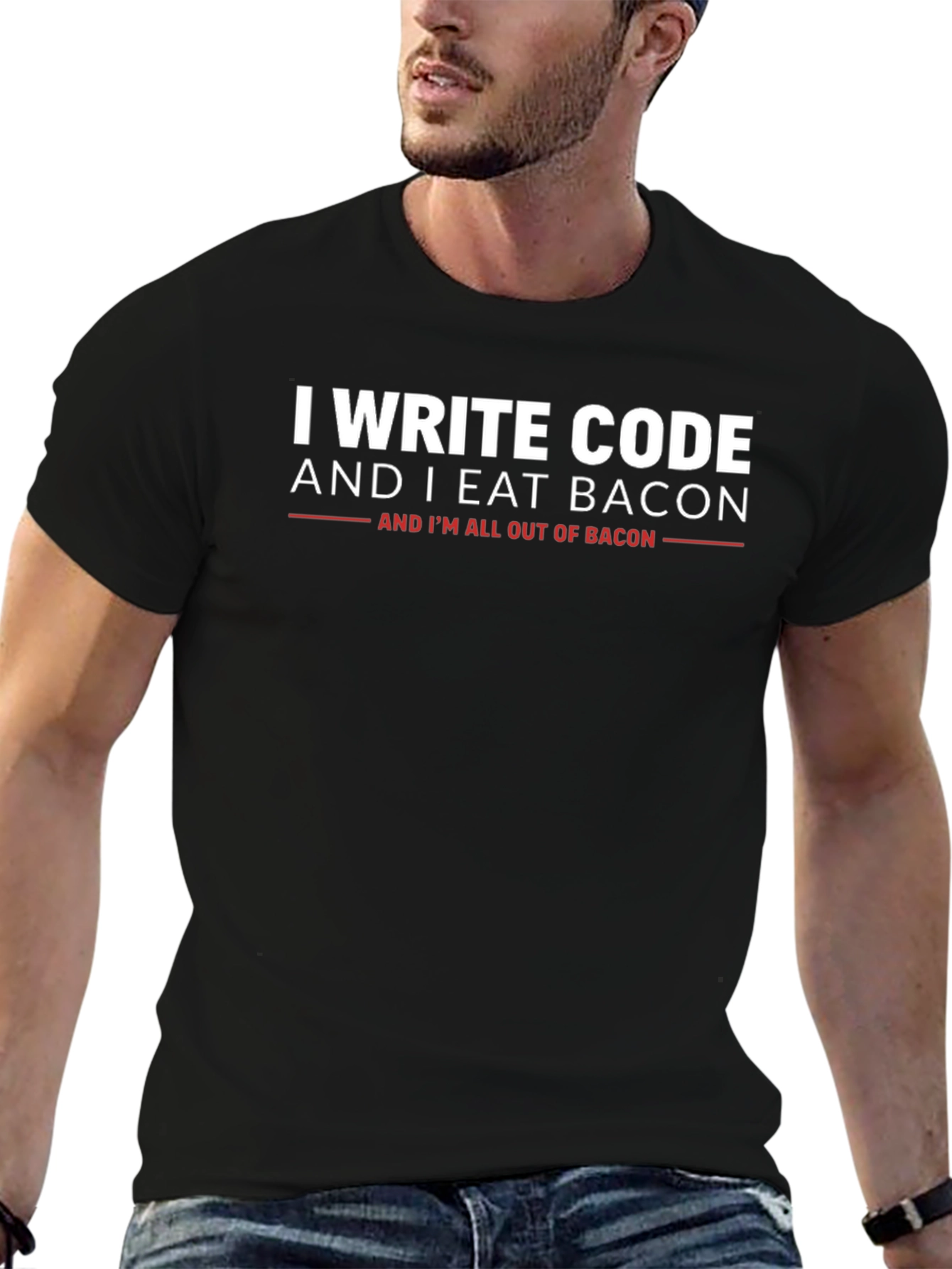 I Write Code and I Eat Bacon Graphic T-Shirt