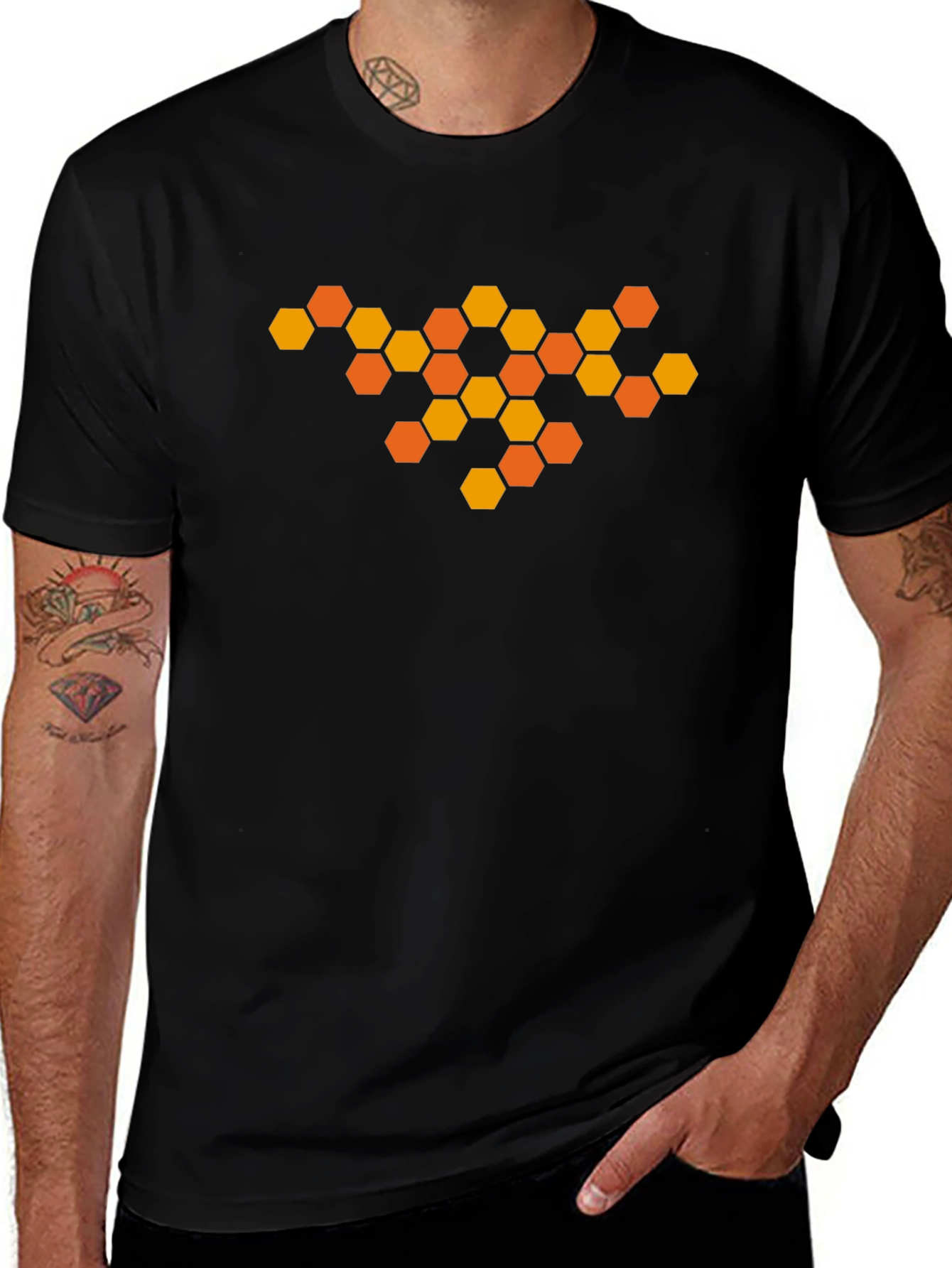 Honeycomb Graphic Tee - Modern Geometric Design