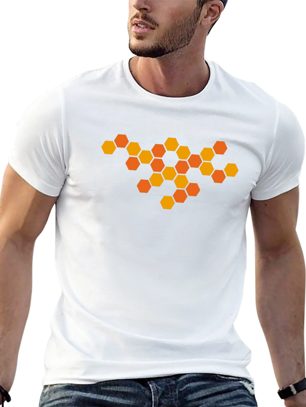 Honeycomb Graphic Tee - Modern Geometric Design