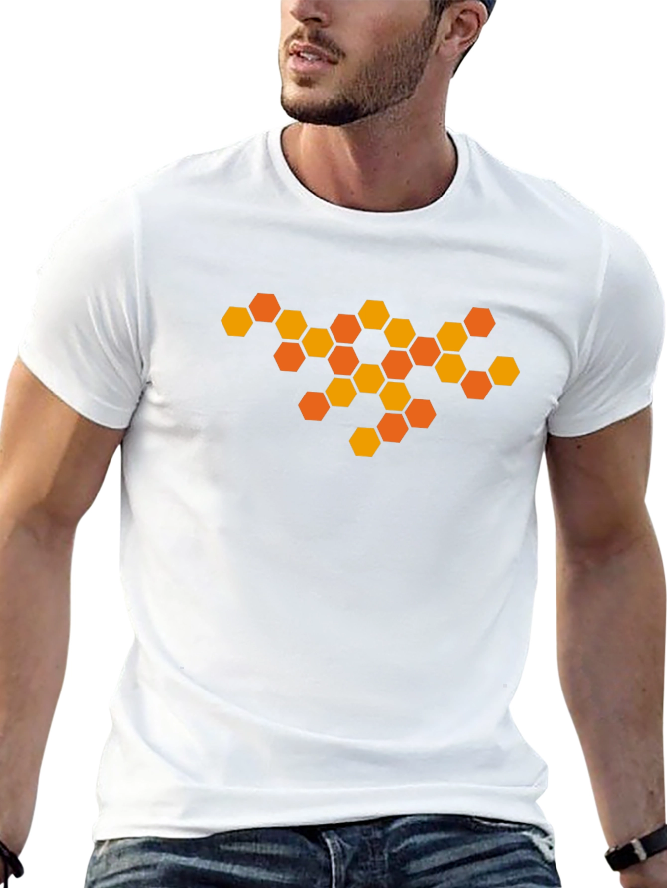 Honeycomb Graphic Tee - Modern Geometric Design