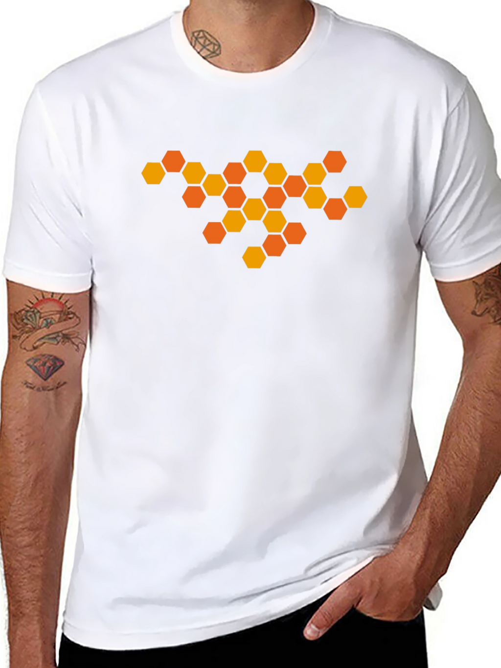 Honeycomb Graphic Tee - Modern Geometric Design