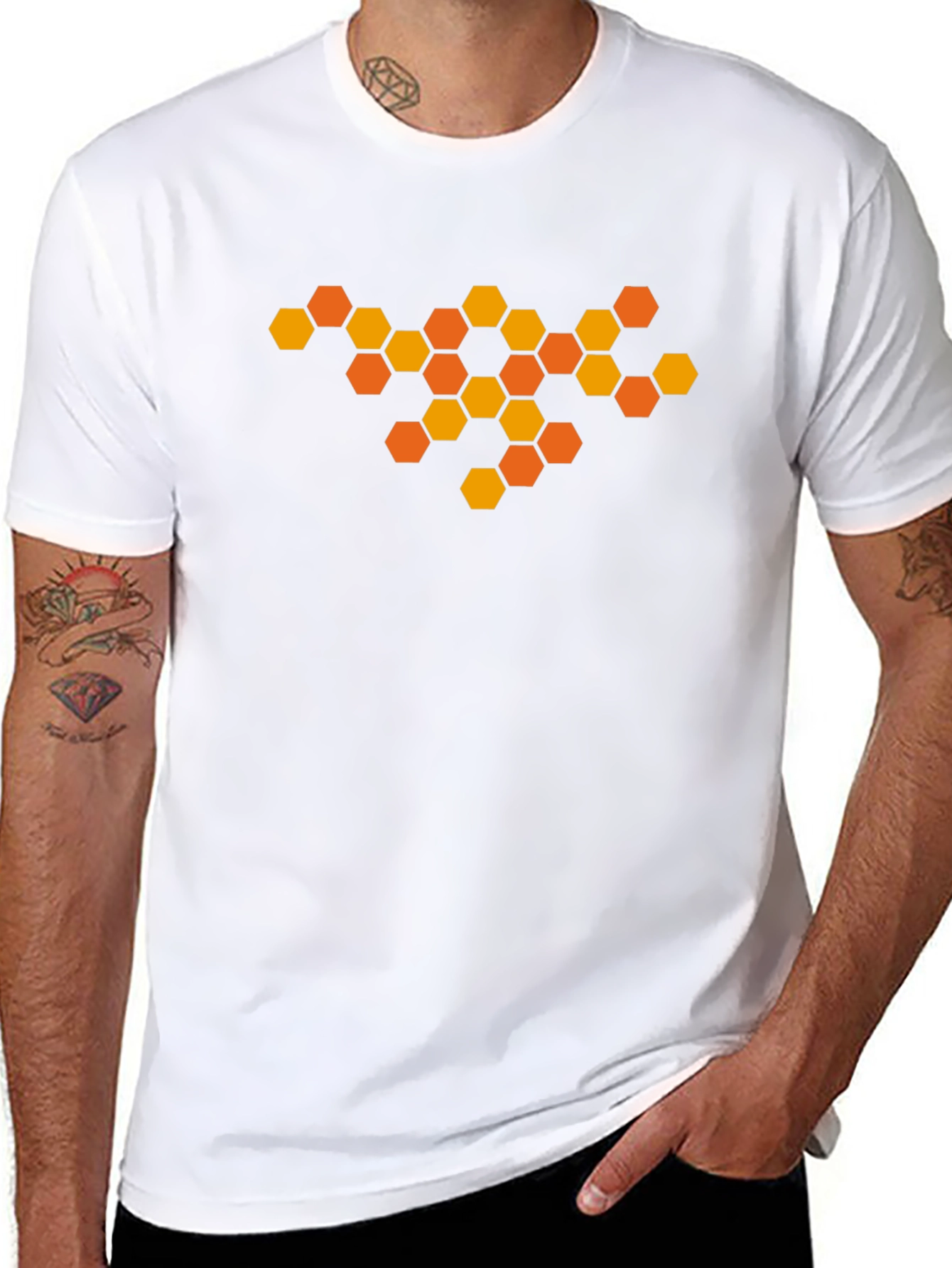 Honeycomb Graphic Tee - Modern Geometric Design