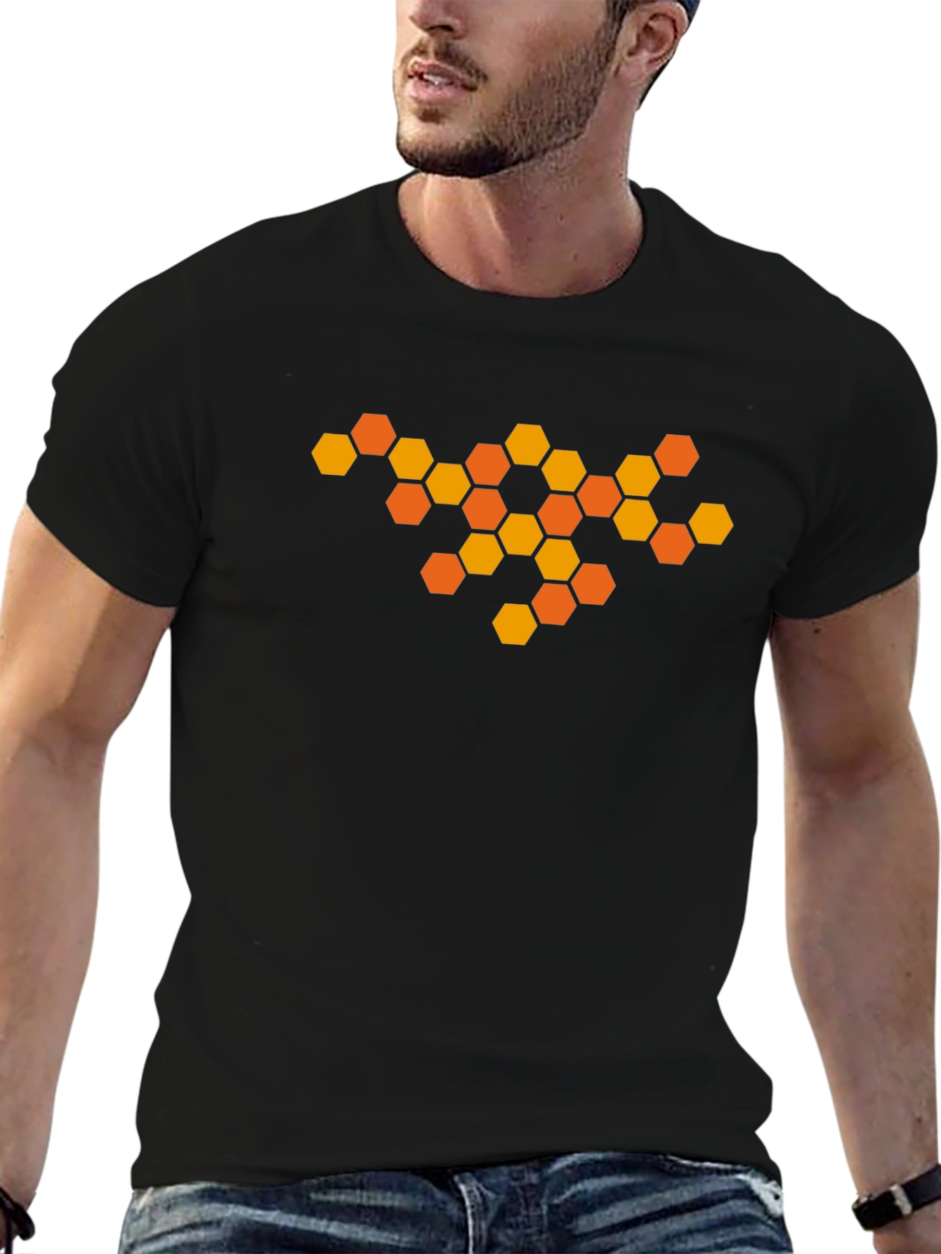 Honeycomb Graphic Tee - Modern Geometric Design