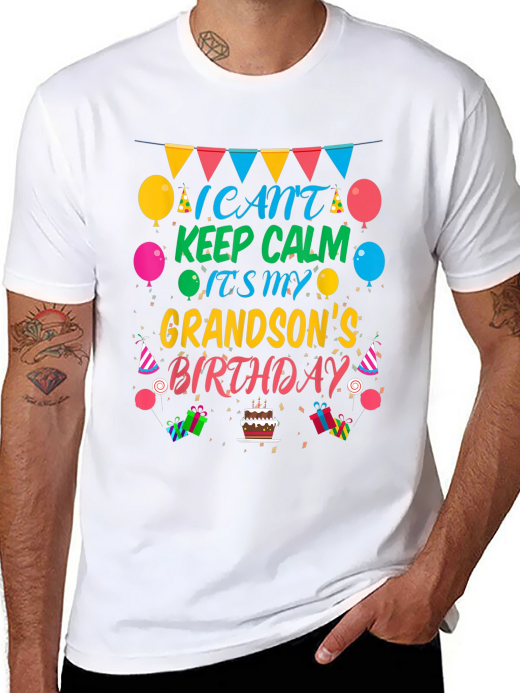 Grandson Birthday T-Shirt - Keep Calm Celebration Tee