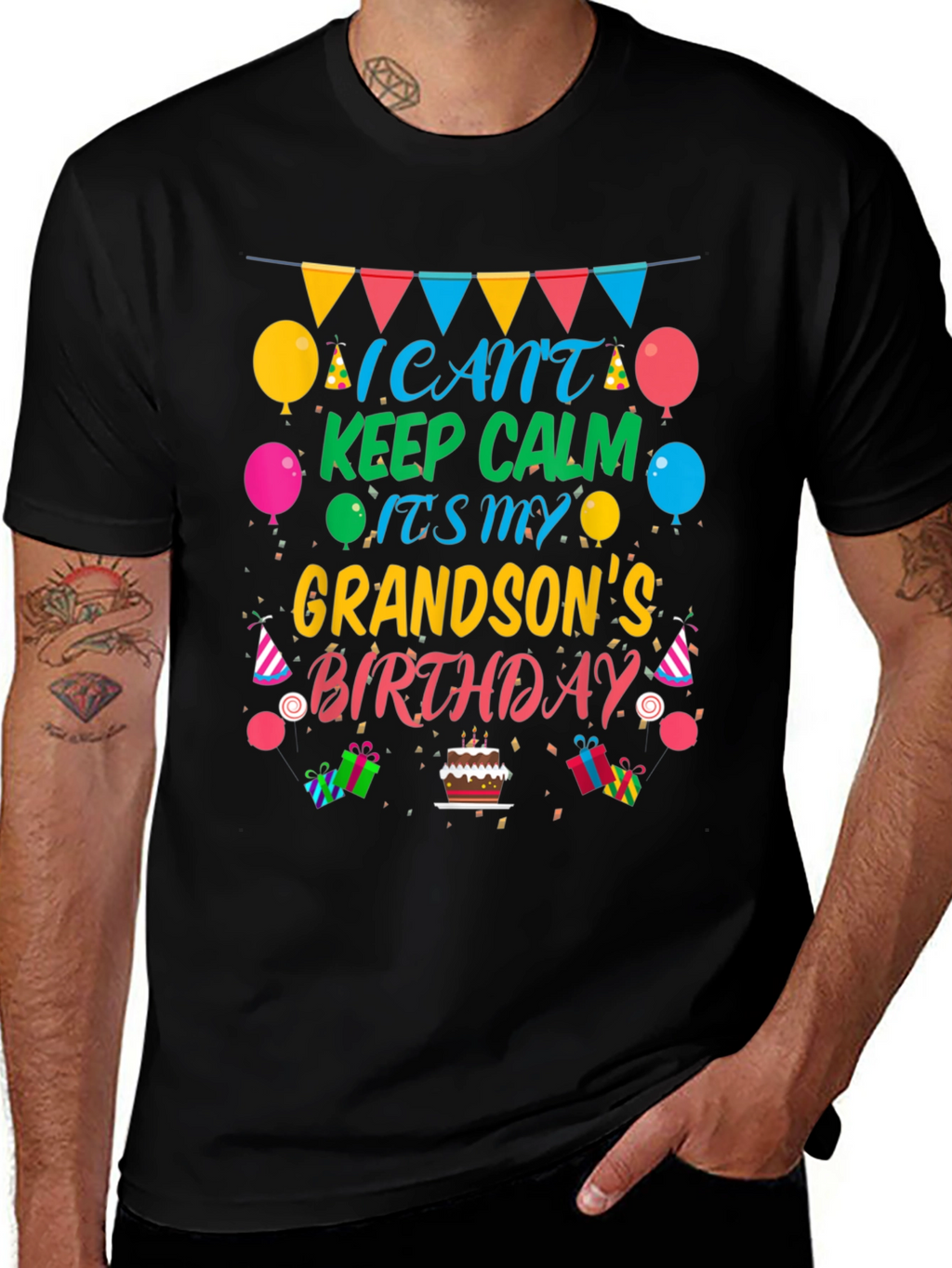 Grandson Birthday T-Shirt - Keep Calm Celebration Tee