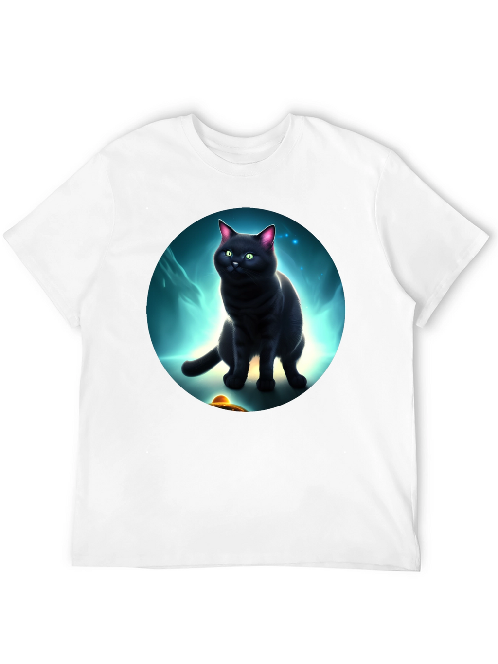 Cosmic Cat T-Shirt: Black Cat UFO Design