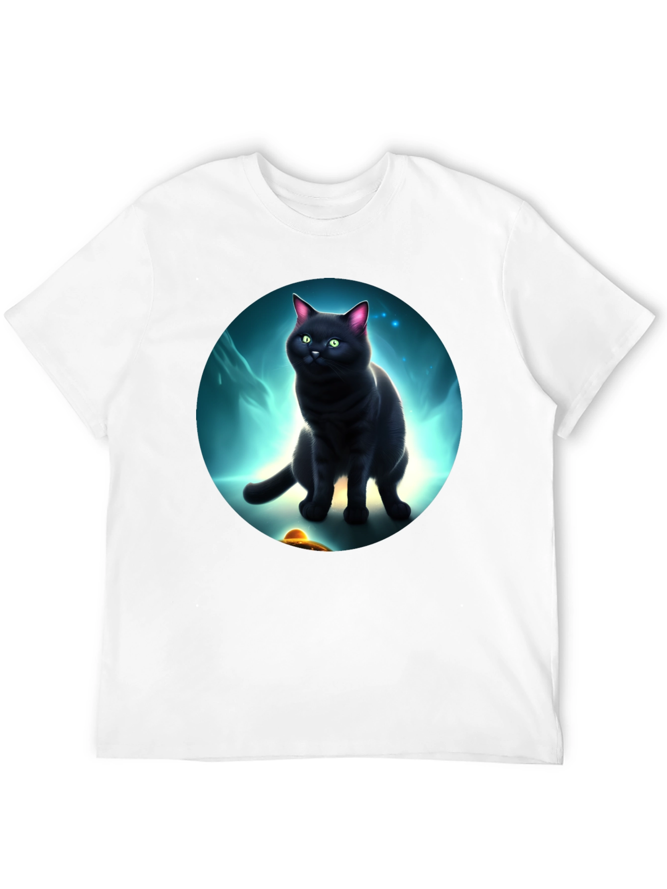 Cosmic Cat T-Shirt: Black Cat UFO Design
